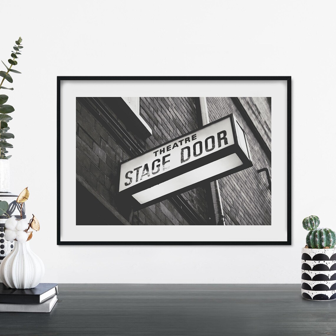 Stage Door Black White Art Print, Theatrical Decor