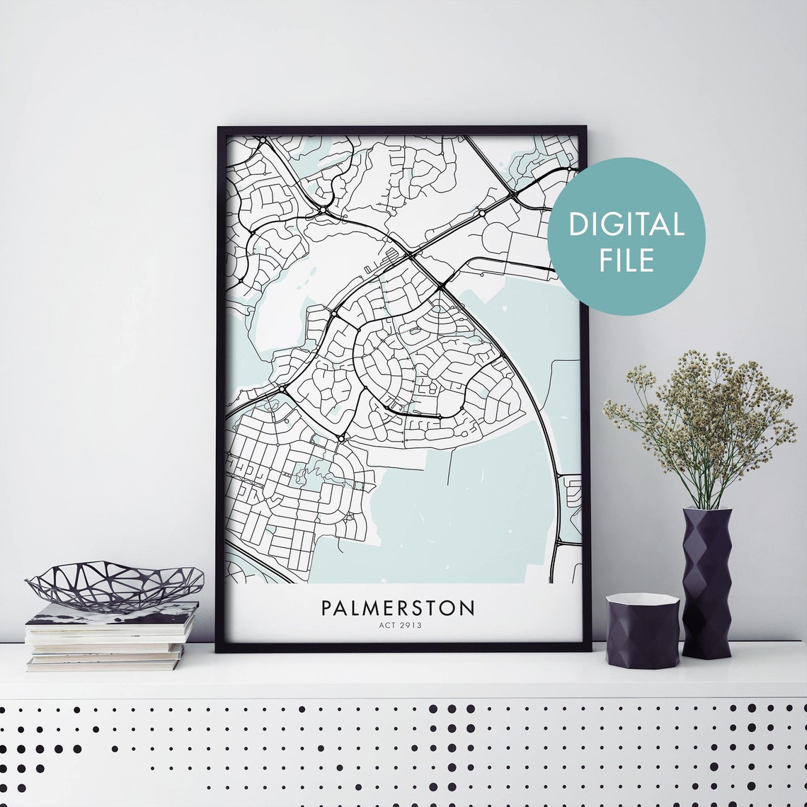 Palmerston ACT 2913 Australia Minimalist Coastal City Map Poster