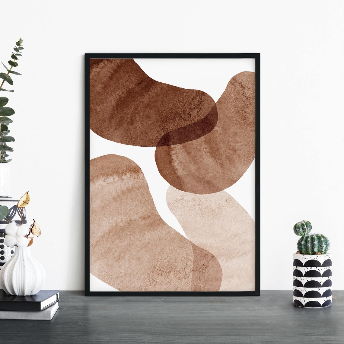 Flowing Organic Rust Watercolor Blobs Minimalist Abstract Poster
