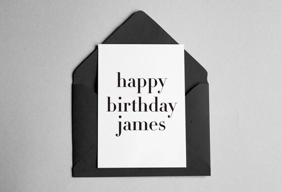 Personalized Birthday Card, Contemporary Minimalist Art Print