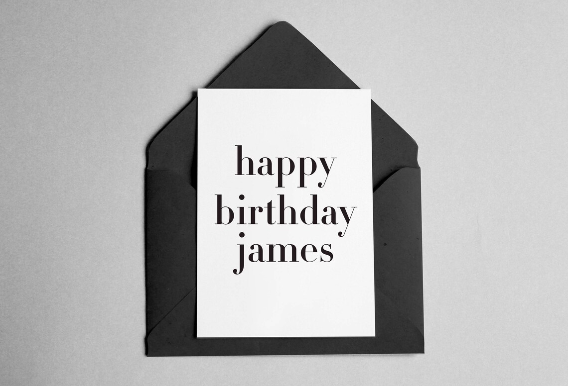 Personalized Birthday Card, Contemporary Minimalist Art Print