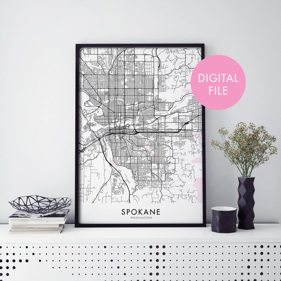 Spokane Washington City Map Art Print