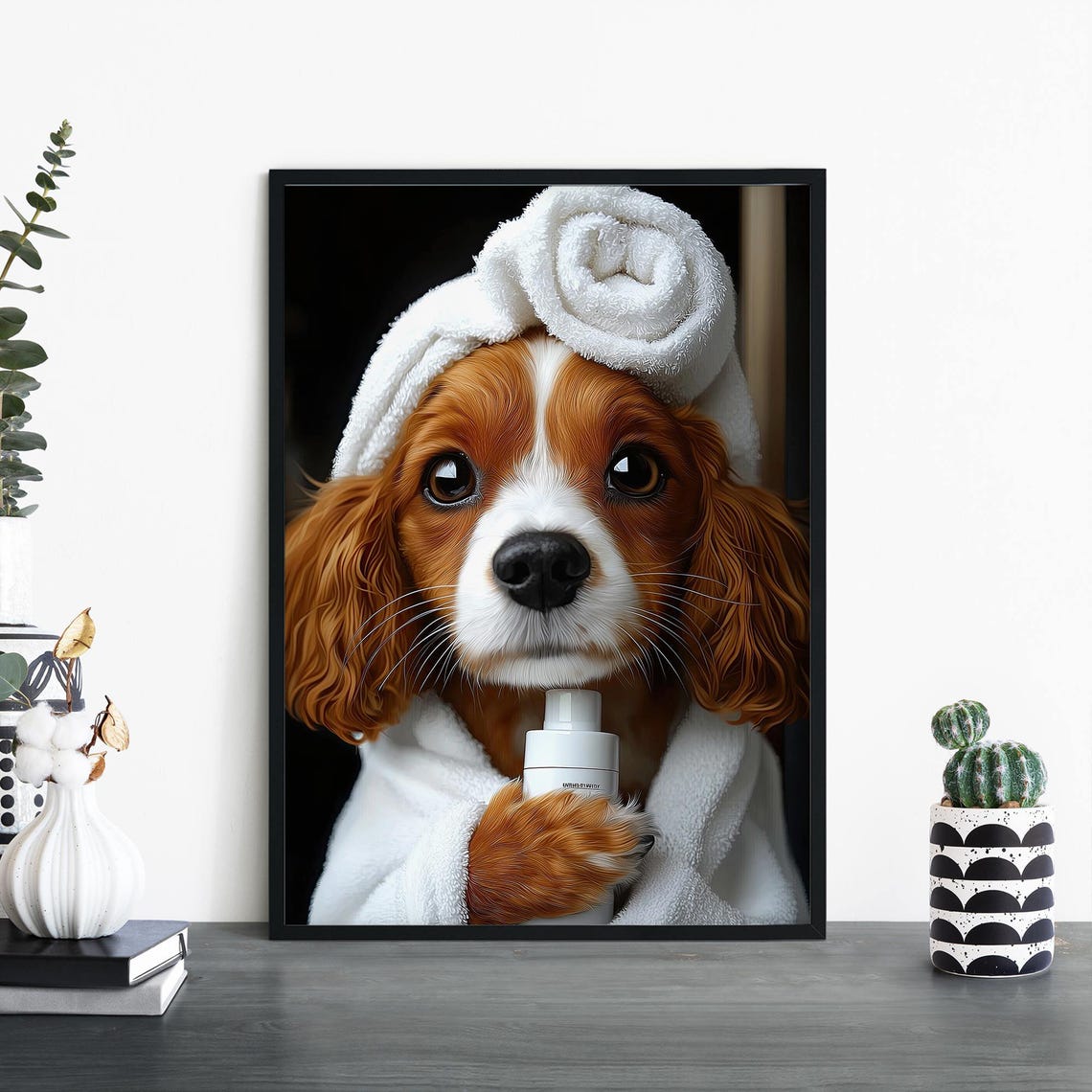 Cavalier King Charles Spaniel Spa Day Cute Dog Portrait Poster