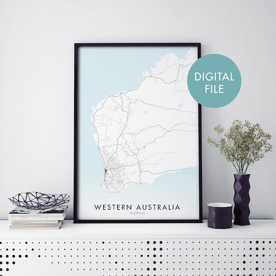 Western Australia Minimalist Road Map Design Home Wall Poster