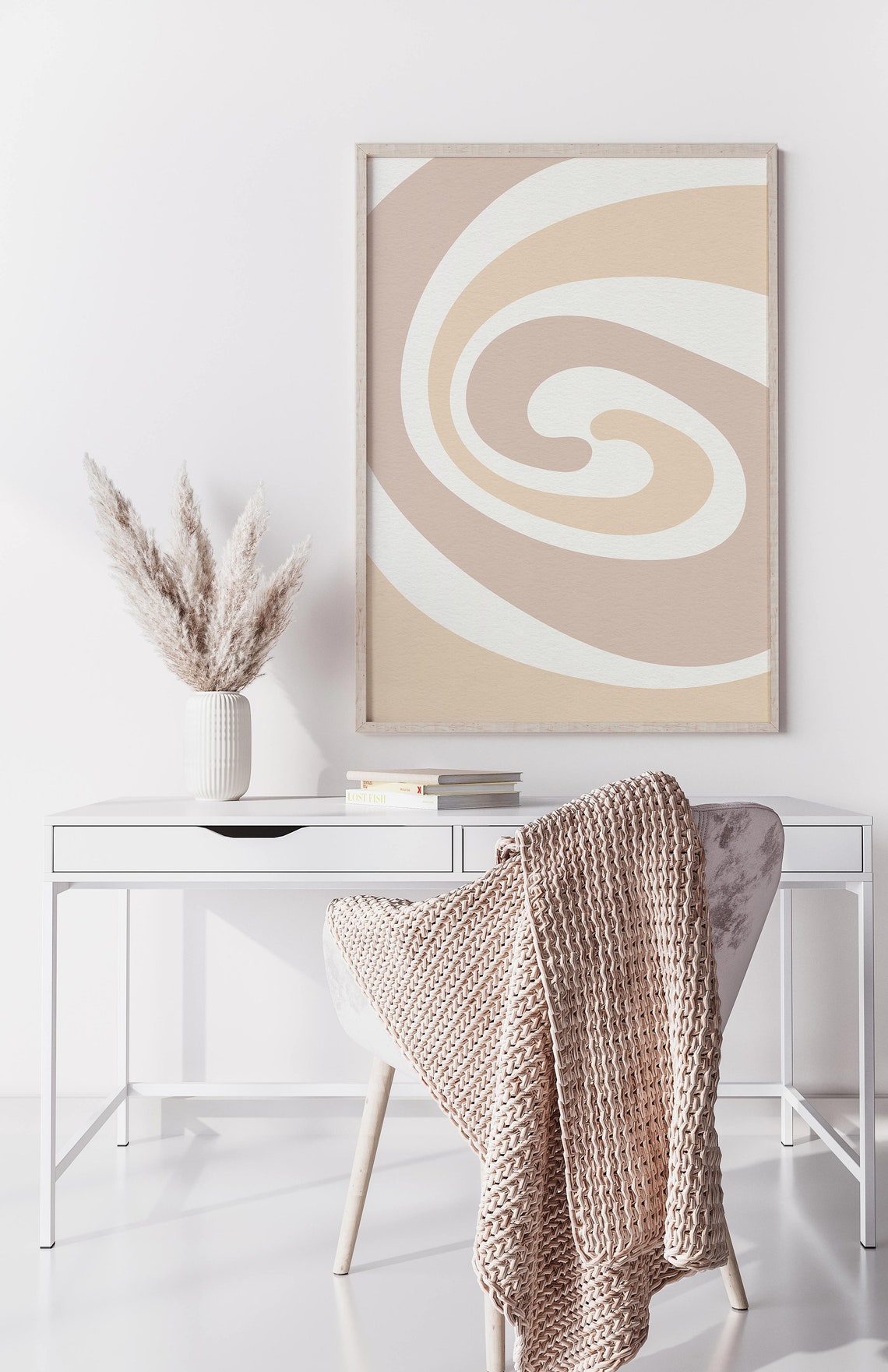 Organic Hues Swirl Beige Cream Wave Minimalist Abstract Art Poster