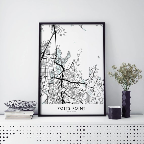 Potts Point Sydney Australia City Map Art Print