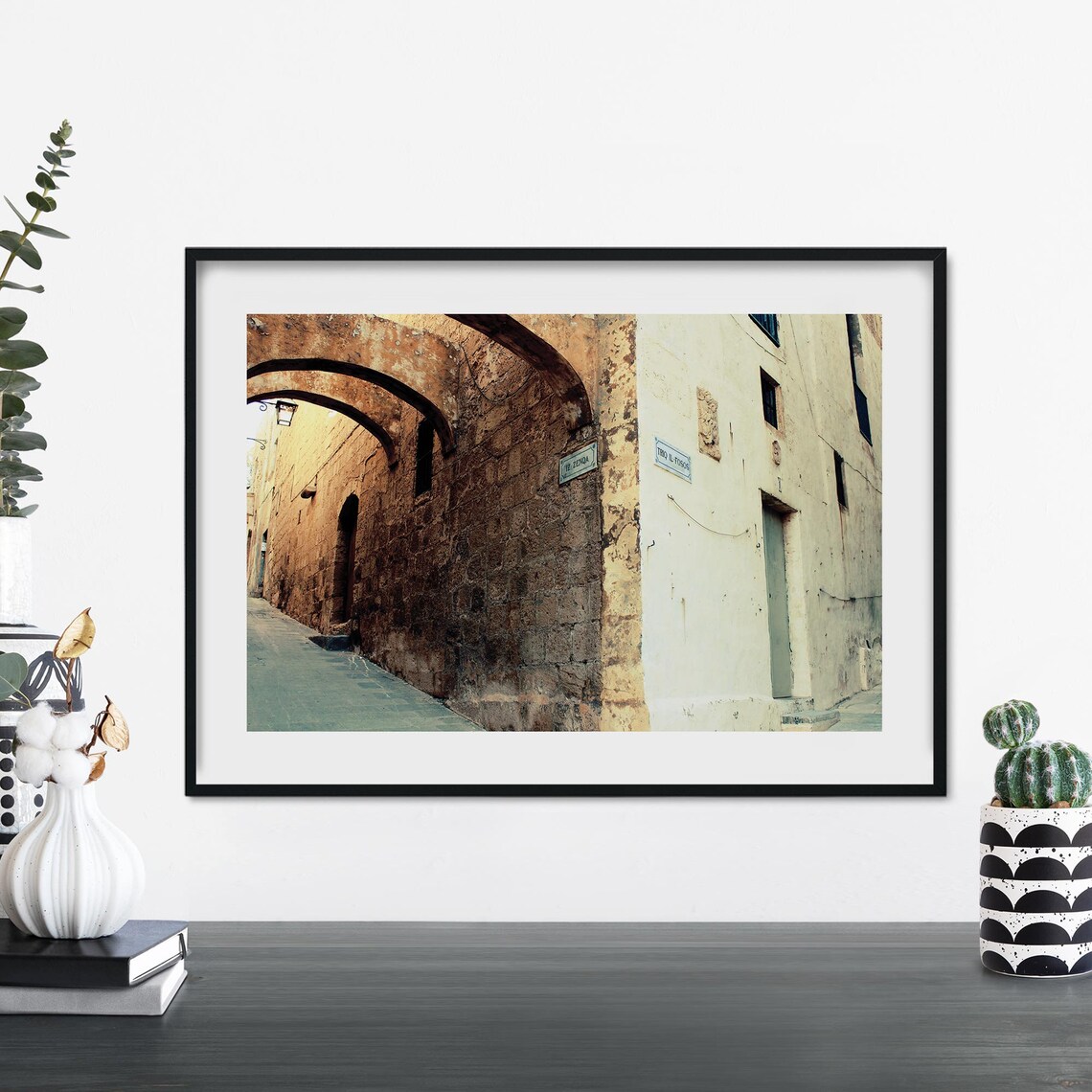 Ancient Stone Archway Alley Gozo Malta Vintage Travel Photo Poster