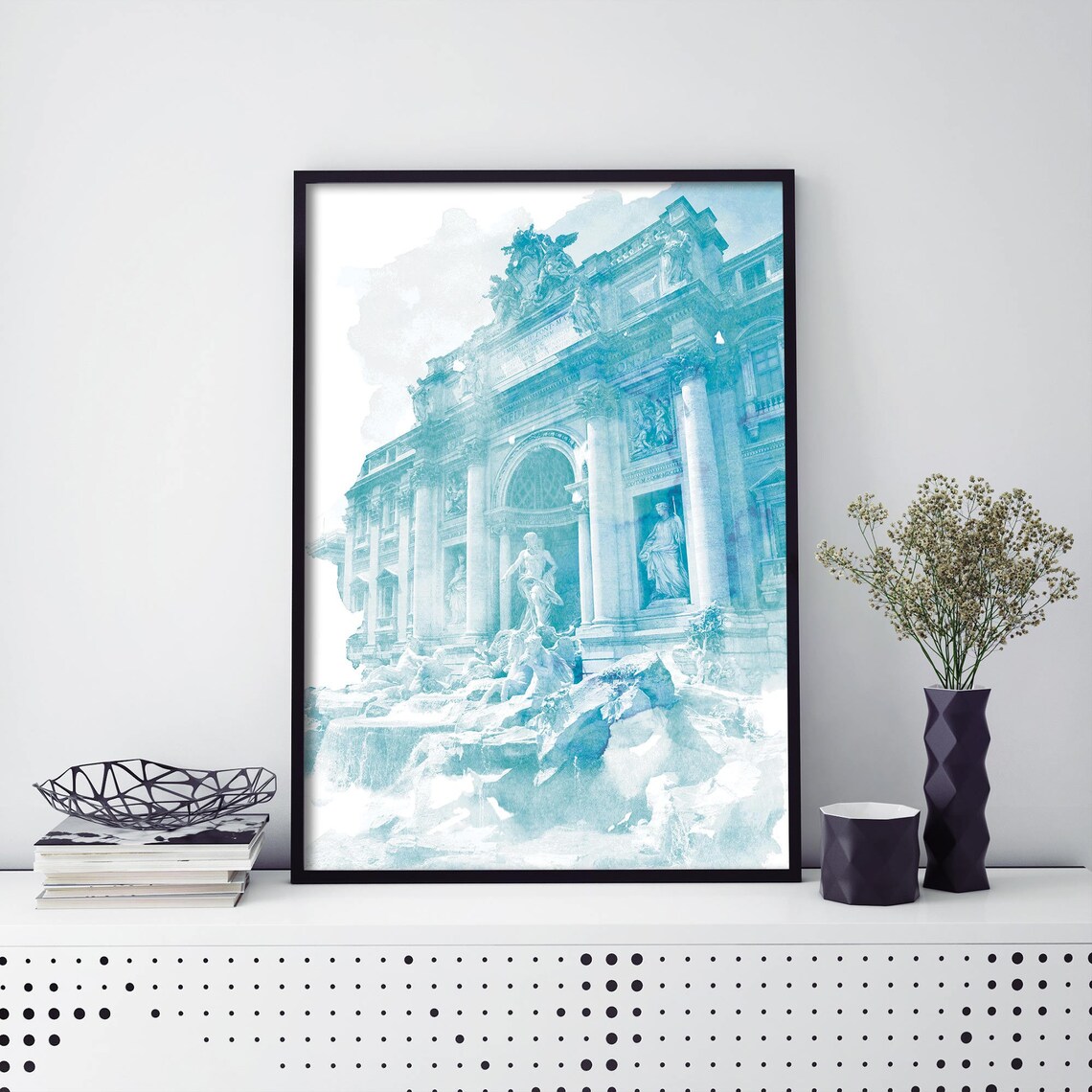 Trevi Fountain Rome Italy Watercolour Art Print