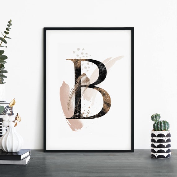 Letter B Alphabet Abstract Print Wall Art 4x6 5x7 A4 A3 A2 A1