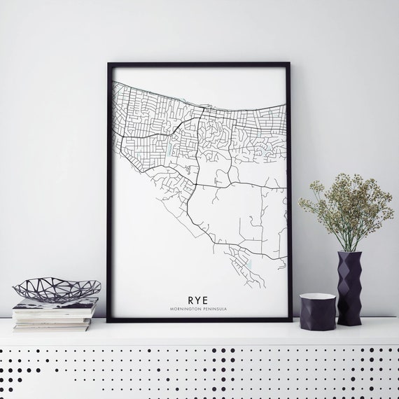Rye Mornington Peninsula Victoria Map Art Print