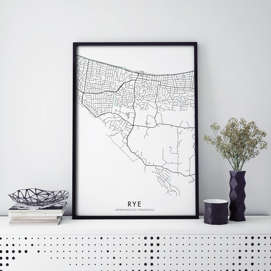 Rye Mornington Peninsula Victoria Map Art Print
