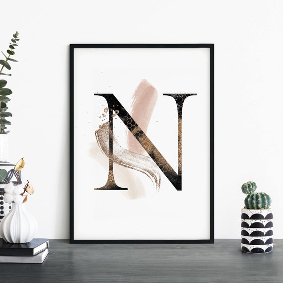 Letter N Alphabet Abstract Print Wall Art 4x6 5x7 A4 A3 A2 A1