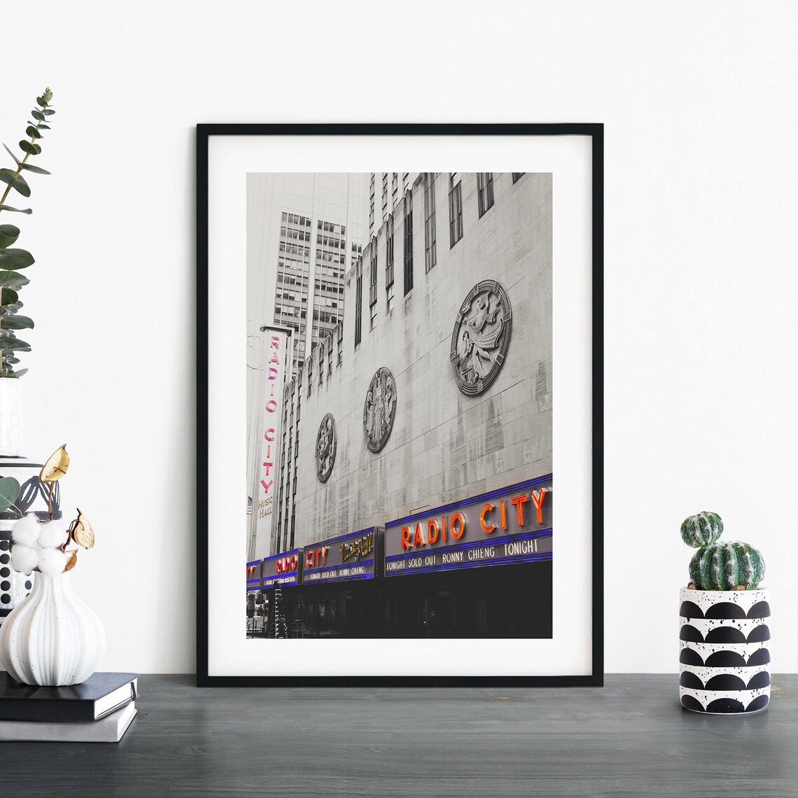 Radio City Music Hall Neon Marquee Selective Color New York Poster