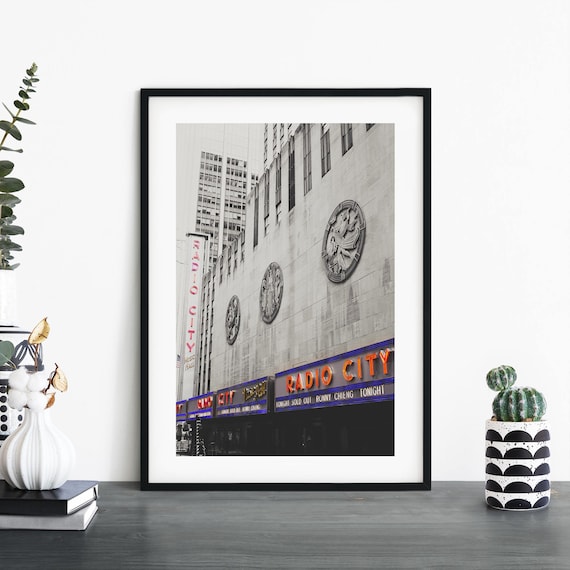 Radio City Music Hall Neon Marquee Selective Color New York Poster