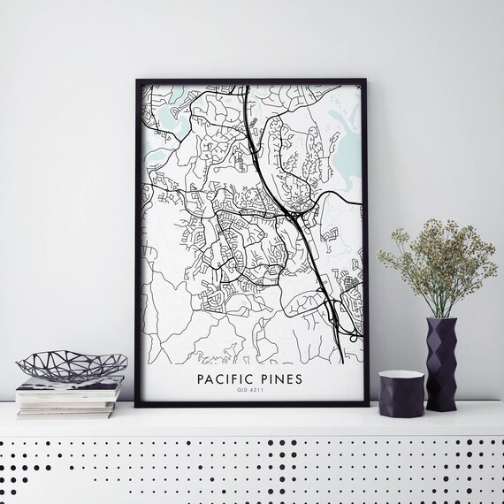 Pacific Pines Gold Coast Australia City Street Map Art Poster