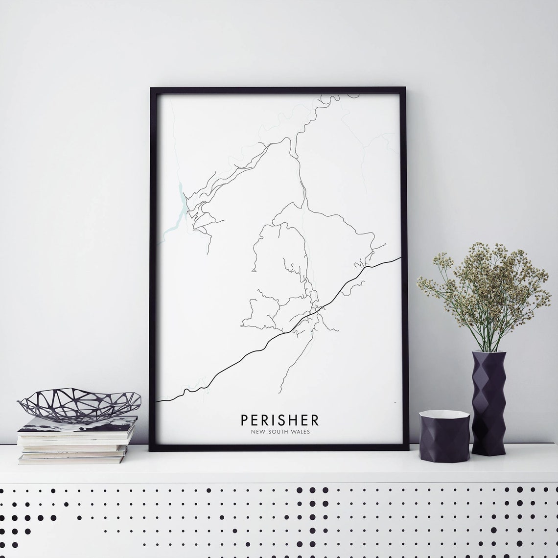 Perisher New South Wales Australia Minimal Line Art Map Poster