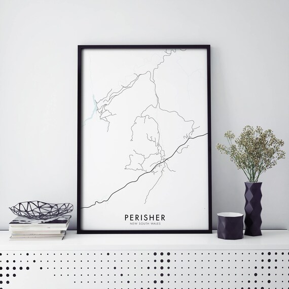 Perisher New South Wales Australia Minimal Line Art Map Poster