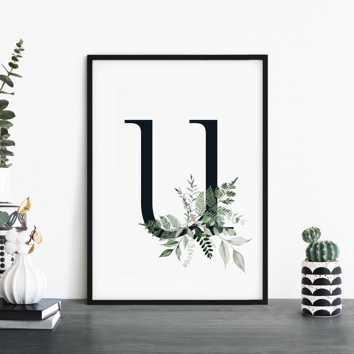 Letter U Alphabet Abstract Print Wall Art 4x6 5x7 A4 A3 A2 A1