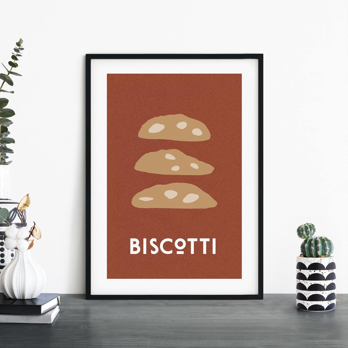 Biscotti Cookies Retro Minimalist Italian Kitchen Food Decor Poster