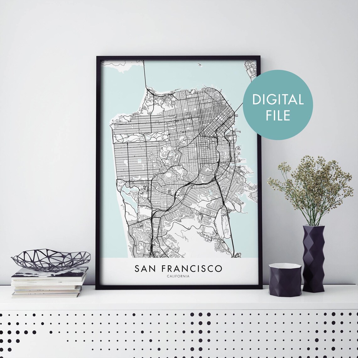 San Francisco City Map Travel Poster, Wall Art