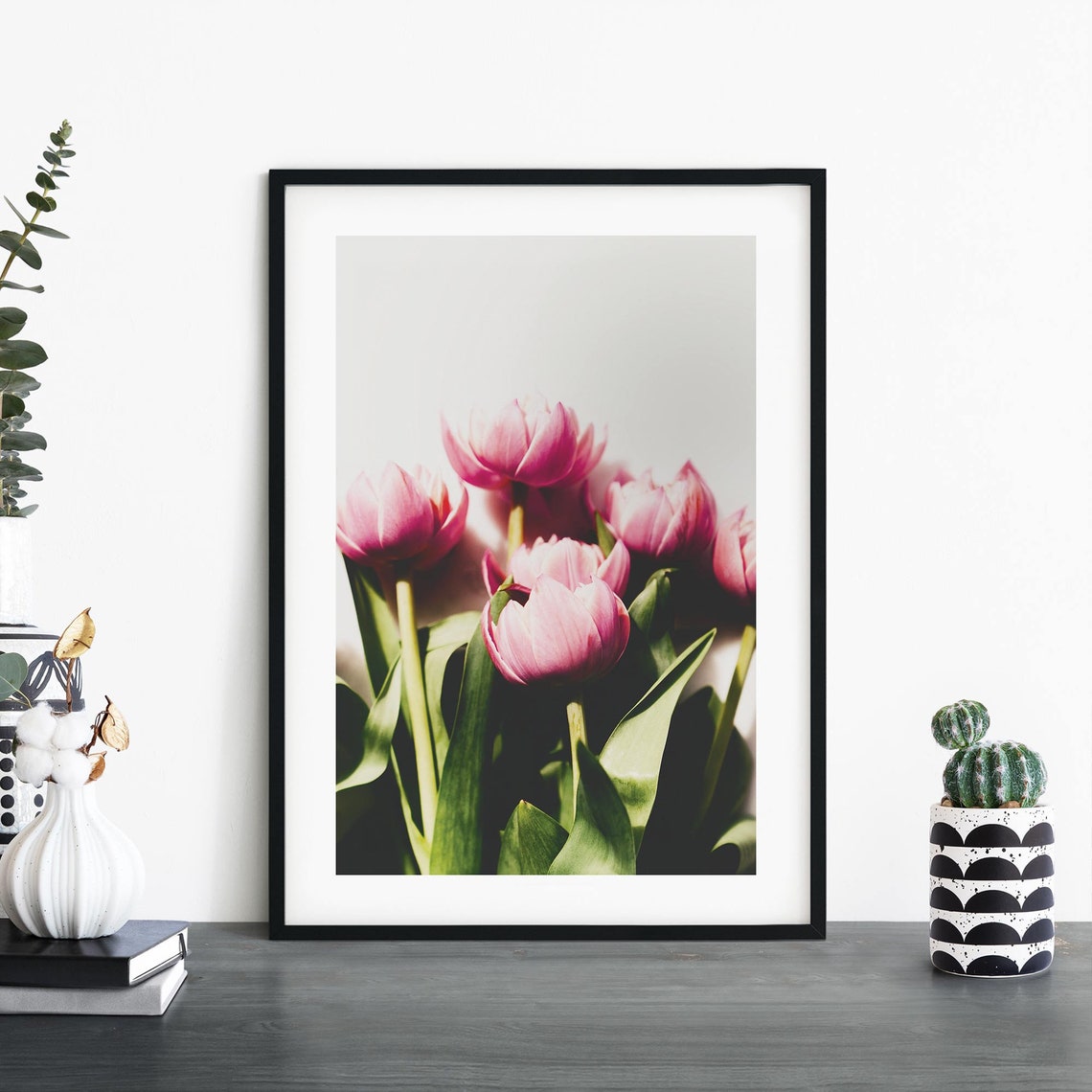 Pink Tulips Blush Floral Botanical Close Up Photo Wall Poster