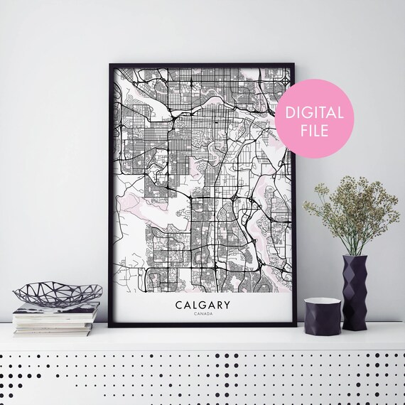 Calgary Alberta Canada Minimalist Street Map Line Art Poster