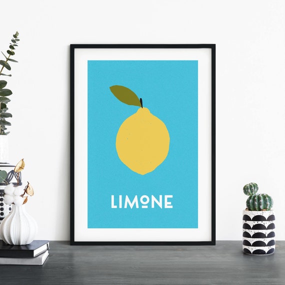 Limone Italian Food Retro Illustrative Art Print
