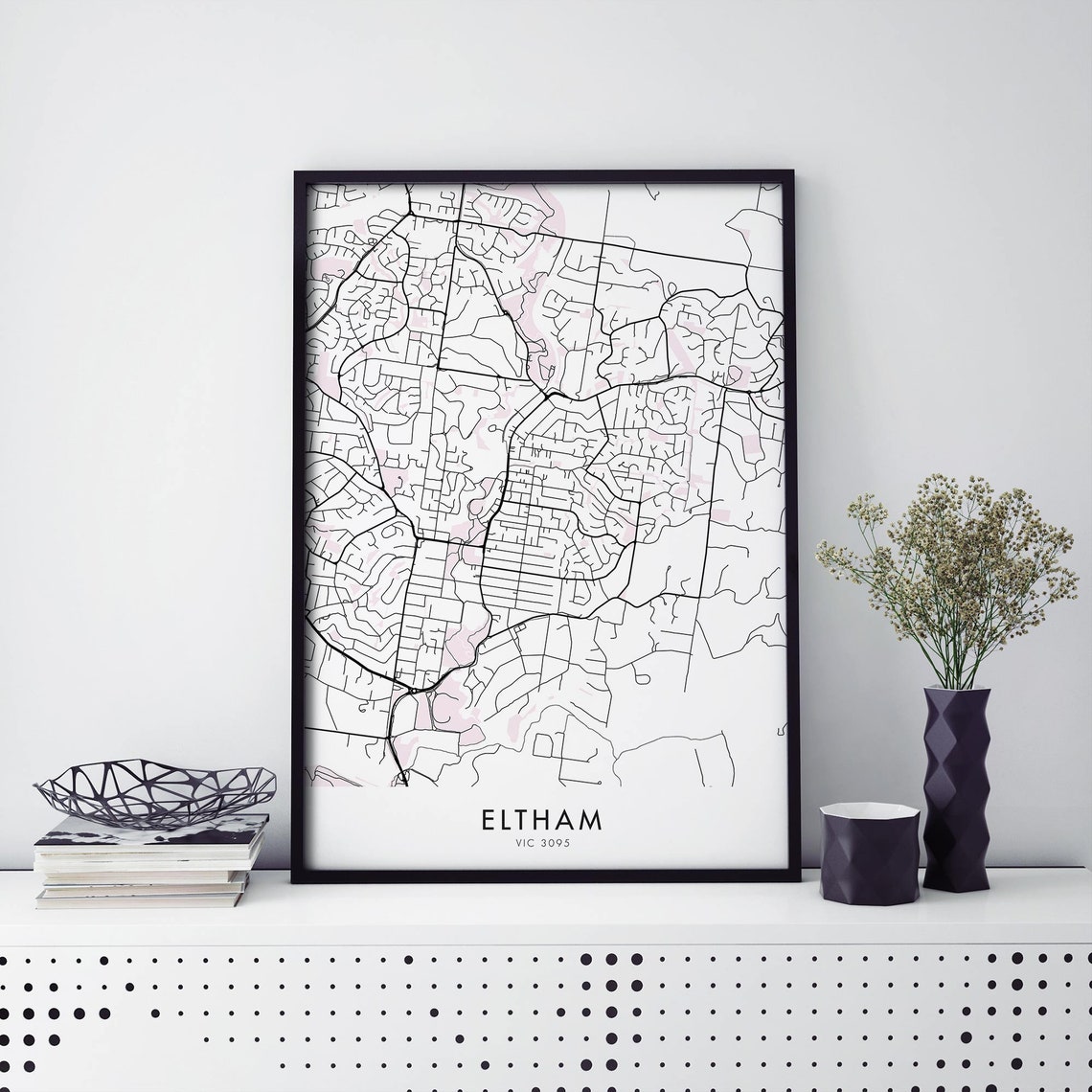 Eltham Melbourne Victoria City Map Minimalist Line Art Poster