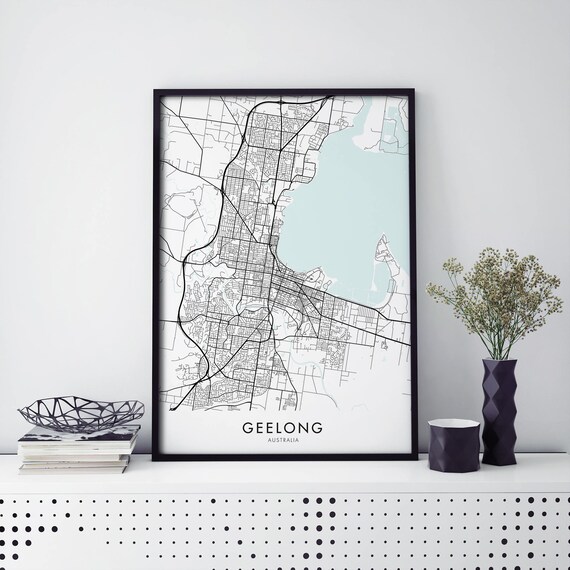 Geelong Australia City Map Street Art Minimalist Travel Poster