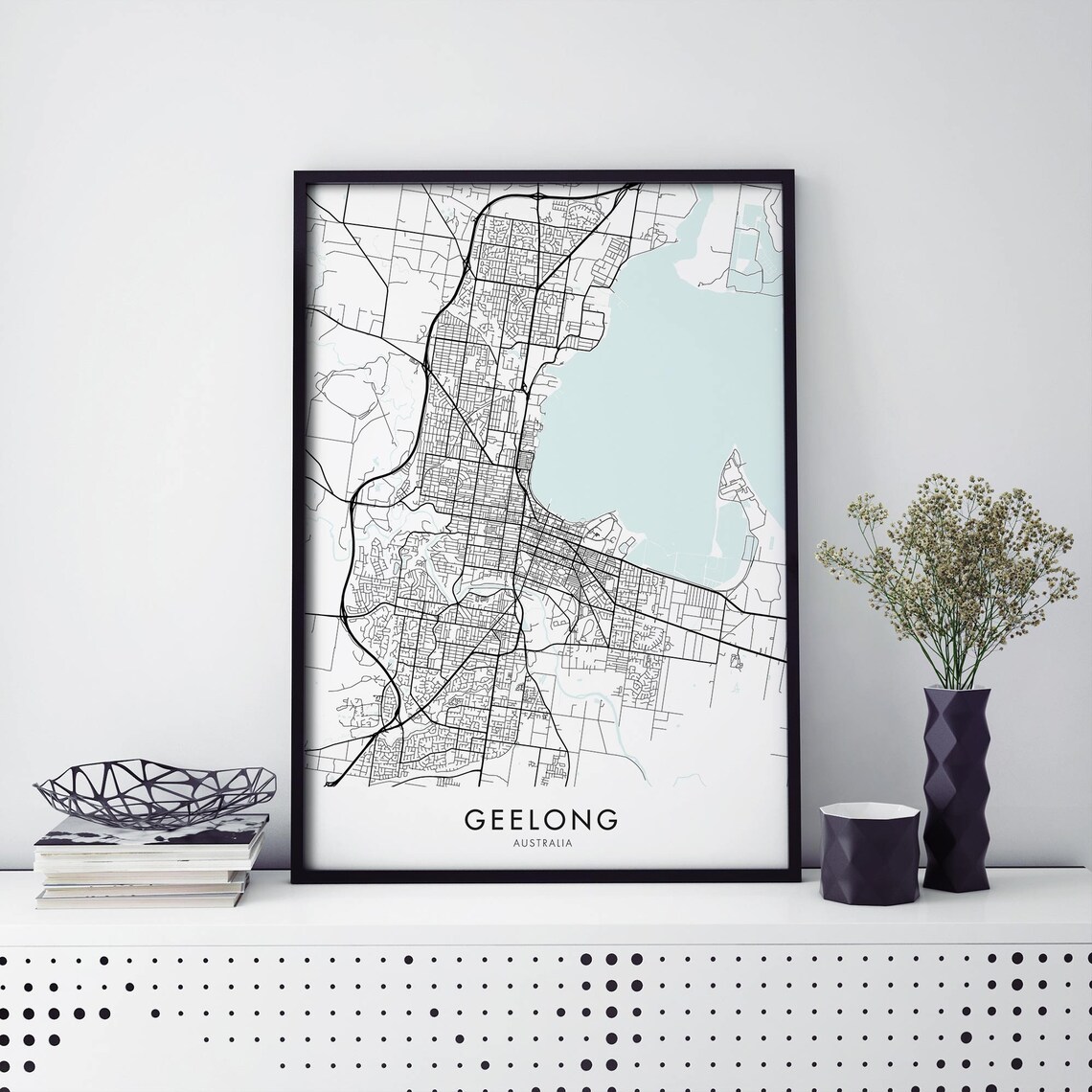 Geelong Australia City Map Street Art Minimalist Travel Poster