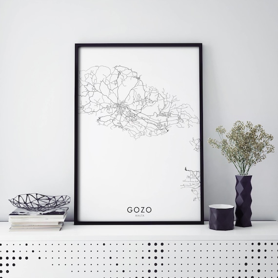 Gozo Malta Island Minimalist Modern Street Map Line Art Print
