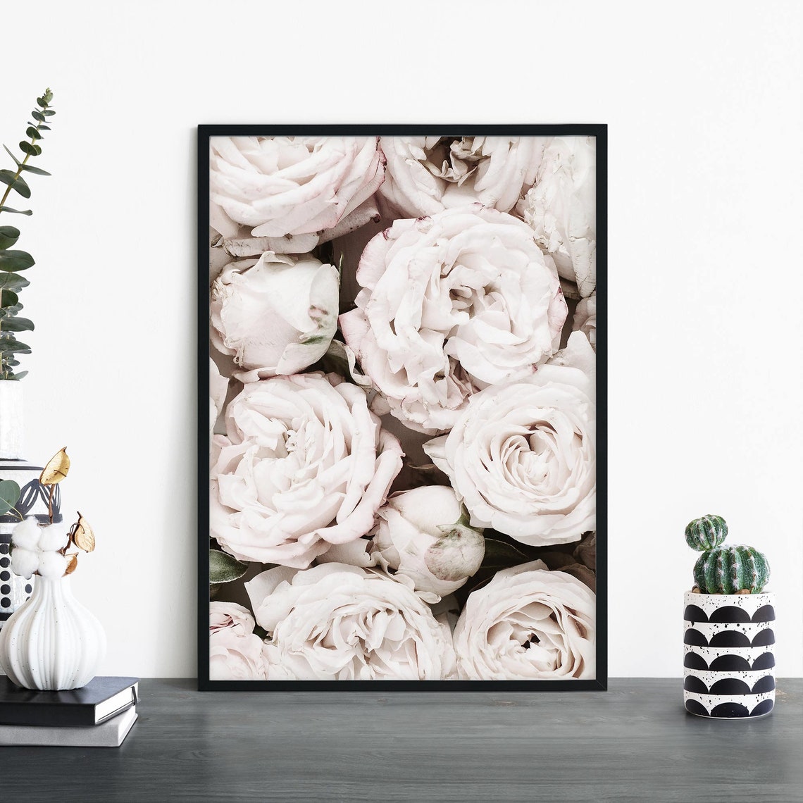 Blush White Roses Soft Focus Romantic Floral Photography Poster
