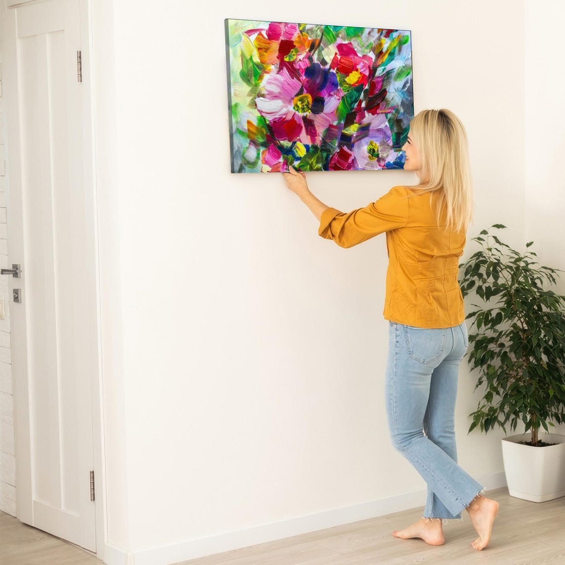 Colorful Abstract Floral Pattern Thick Oil Painting Art Poster - Image 5