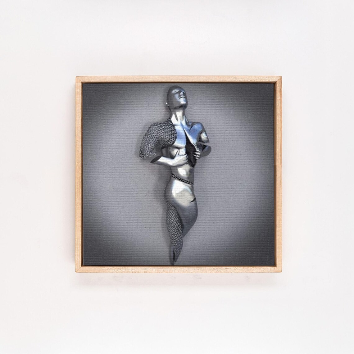 Chrome Liquid Metal Humanoid Figure Surreal Futurist Art Poster - Image 4