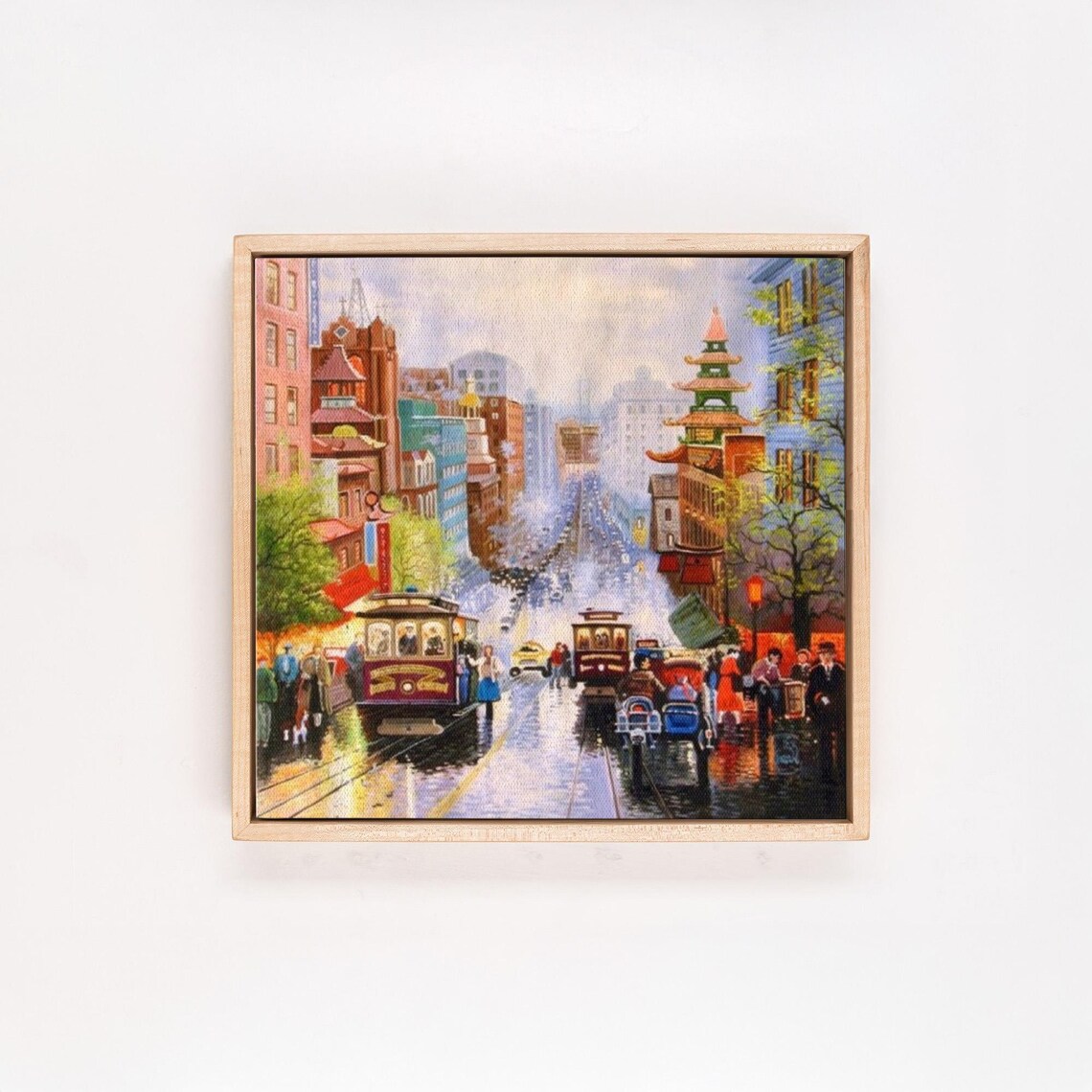 San Francisco California Street Cable Cars And Chinatown Art Poster - Image 4