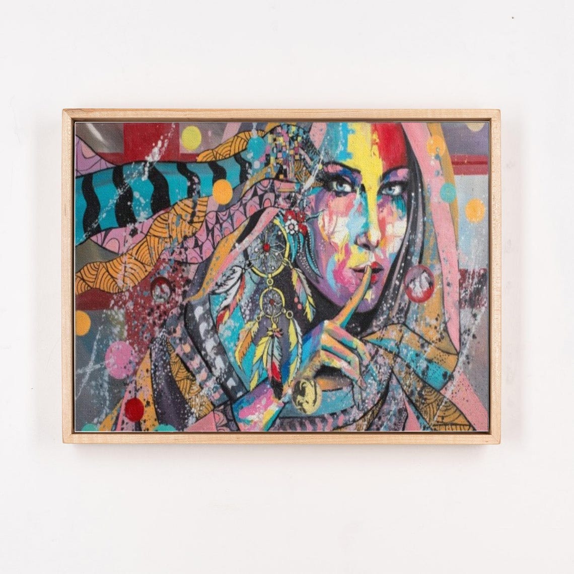 Colorful Pop Art Woman With Dreamcatcher Graffiti Art Poster - Image 4