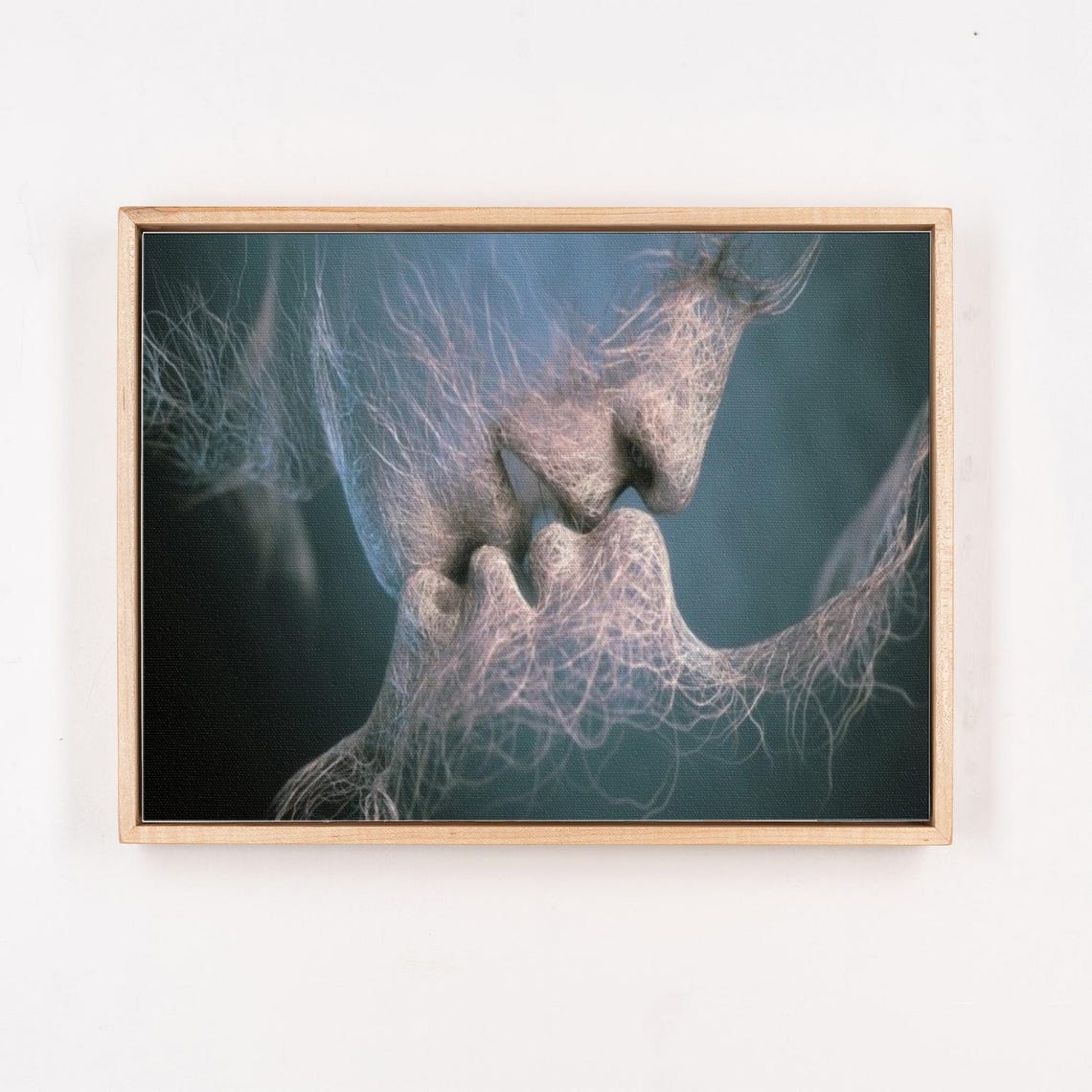 Intimate Couple Kiss In Abstract Thread Style Romantic Love Poster - Image 4