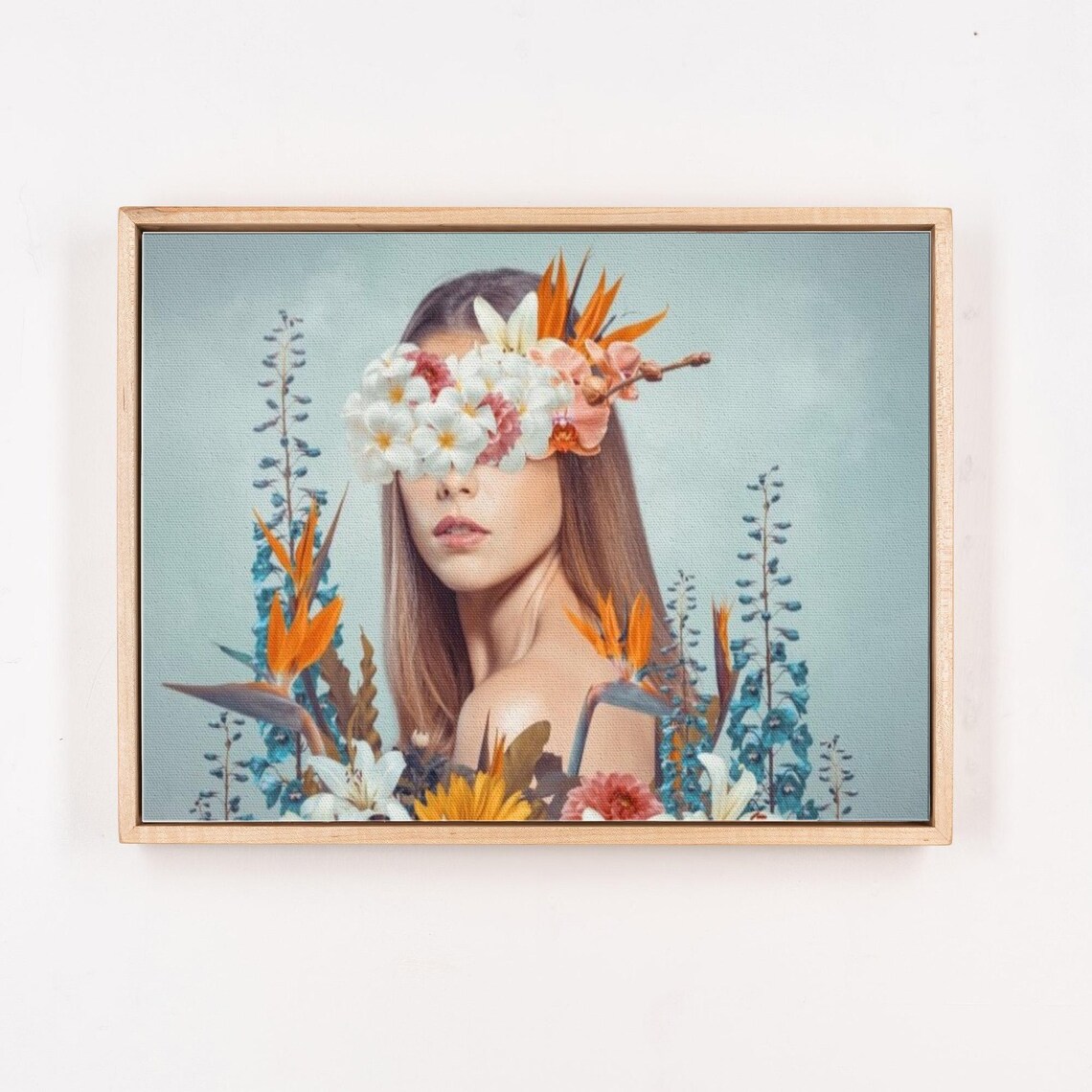 Surreal Woman Portrait With Flowers Over Eyes Botanical Poster - Image 4