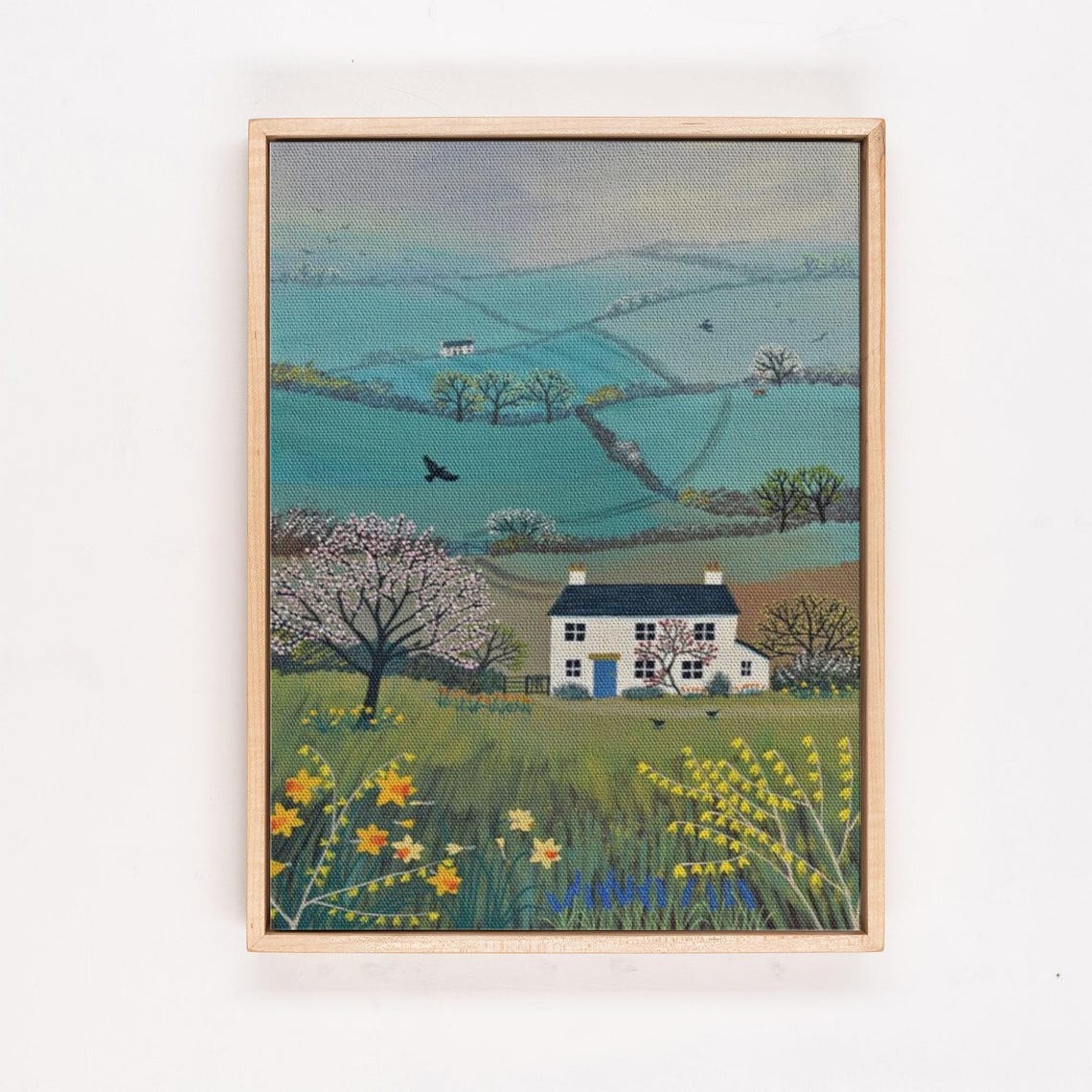 English Cottage Spring Blossoms Rolling Hills Landscape Poster - Image 4