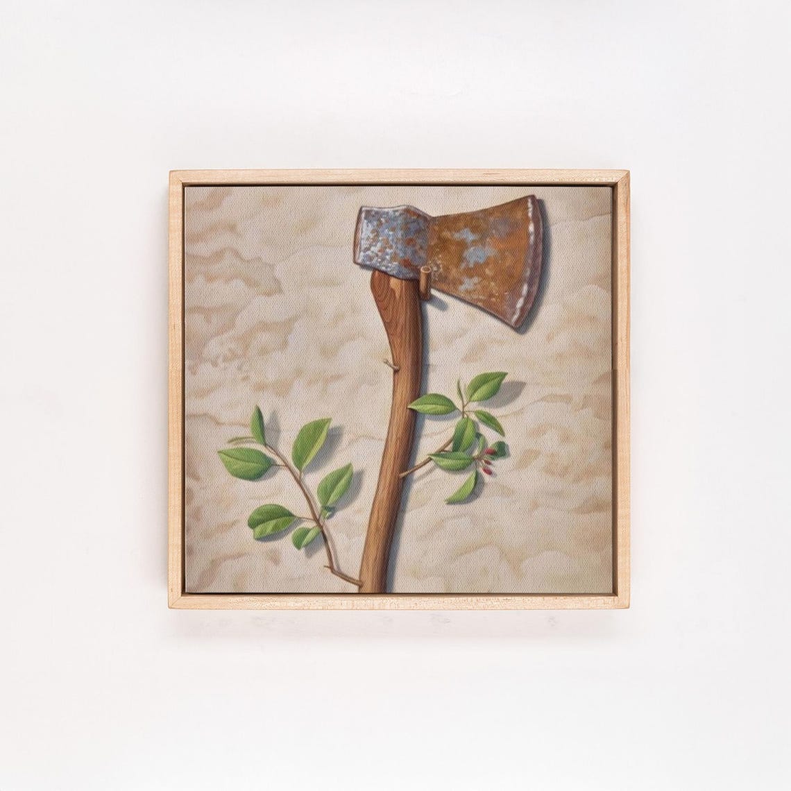Blooming Rusty Axe With Green Sprout Vintage Botanical Art Poster - Image 4