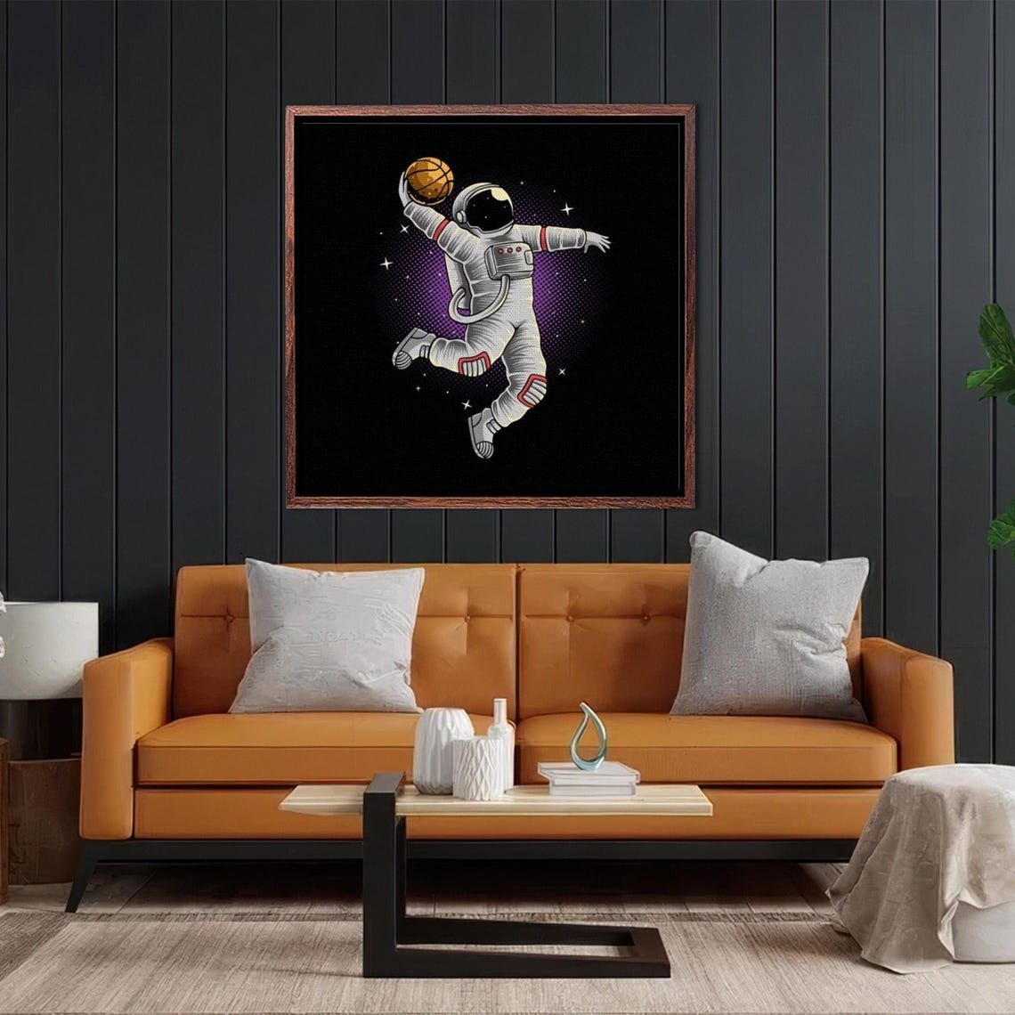 Astronaut Playing Basketball On The Moon Painting Sports Print Housewarming Gifts Large Wall Art Sports Wall Art - Image 2