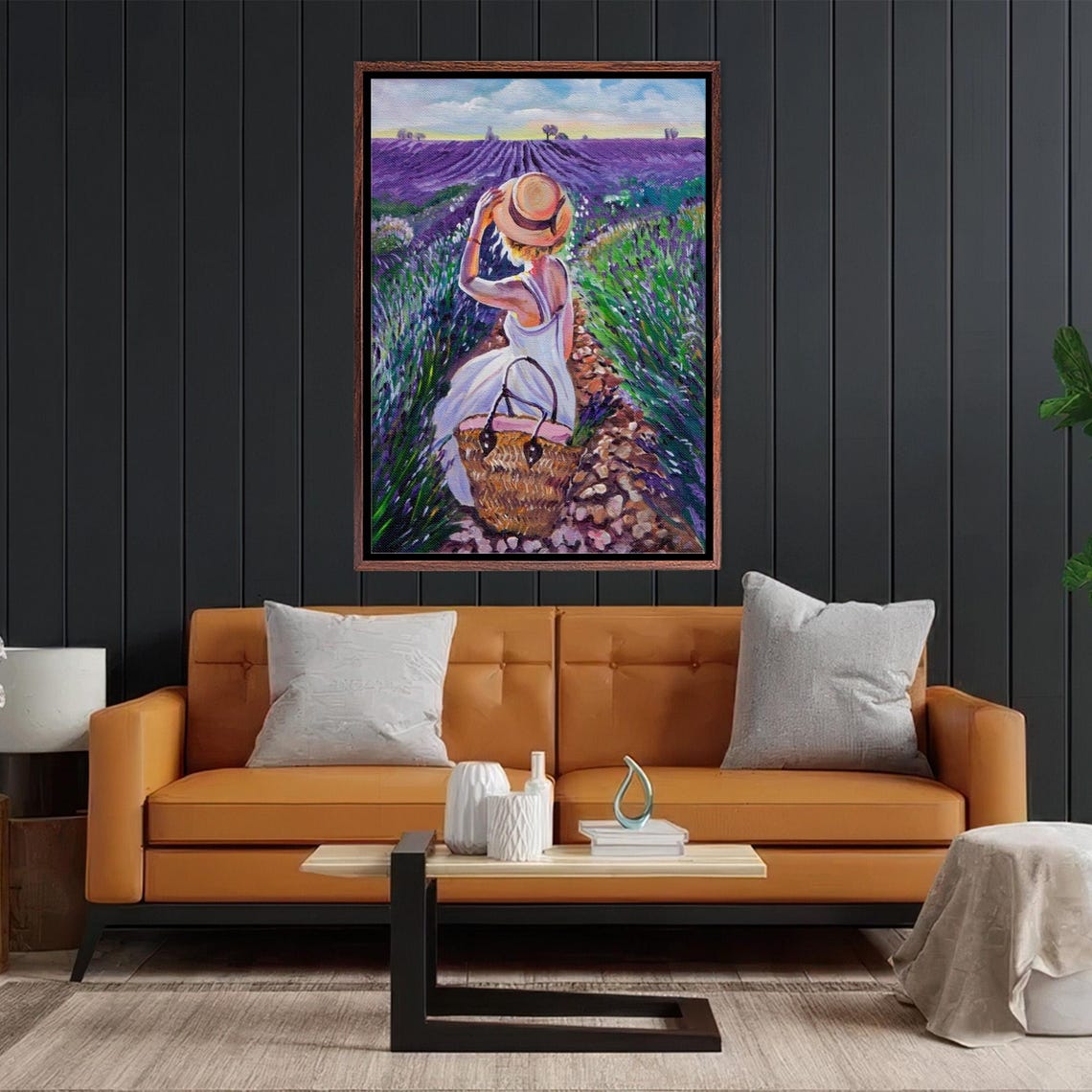 Woman In Straw Hat Sitting In Lavender Field At Sunset Poster - Image 2