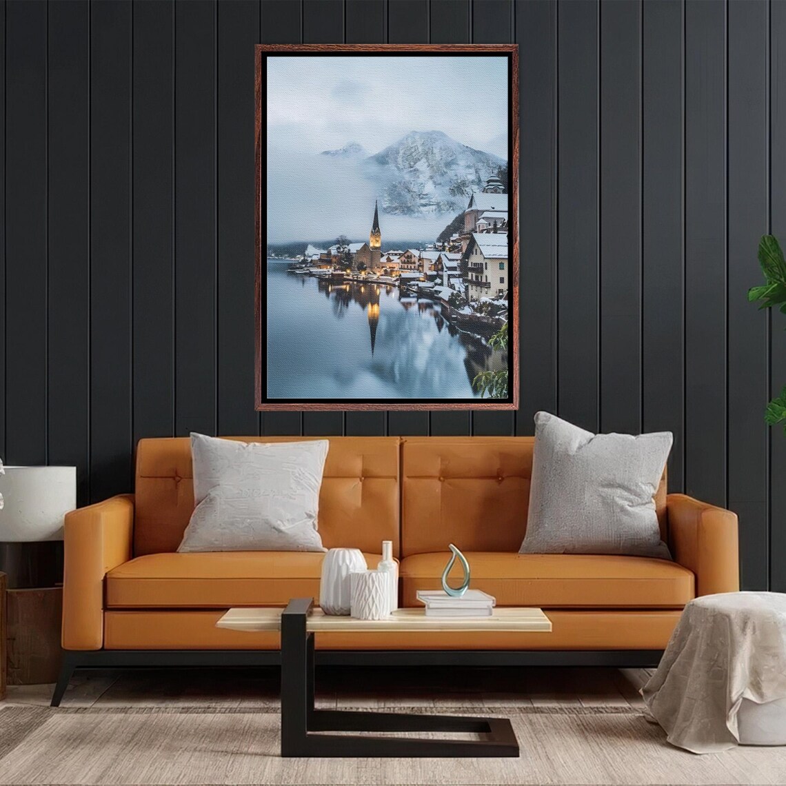 Hallstatt Austria Lakeside Village Winter Scenic Beauty Art Poster - Image 2
