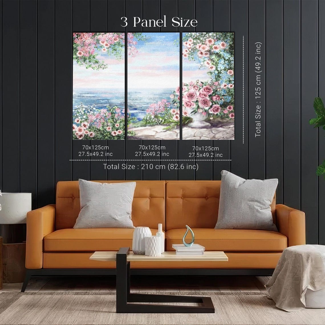 Pink Roses Cascading Over Ocean From Stone Terrace Floral Poster - Image 2