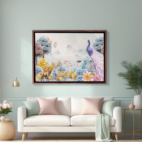 Animals In The Forest Decorative Wall Art Framed Wall Art Surreal Print Housewarming Gift Surreal Modern Wall Decor