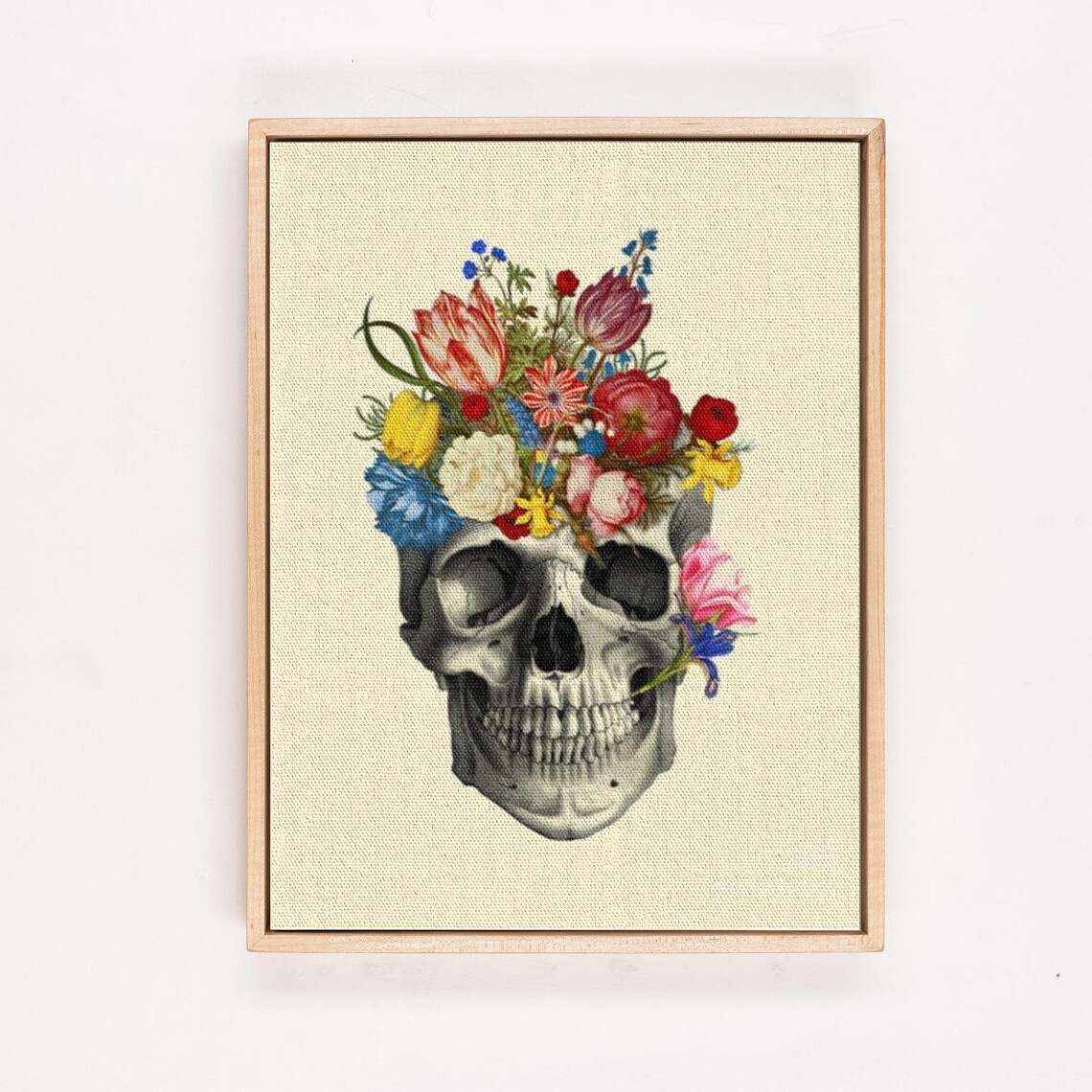 Vintage Floral Skull Day Of The Dead Illustration Art Poster - Image 4