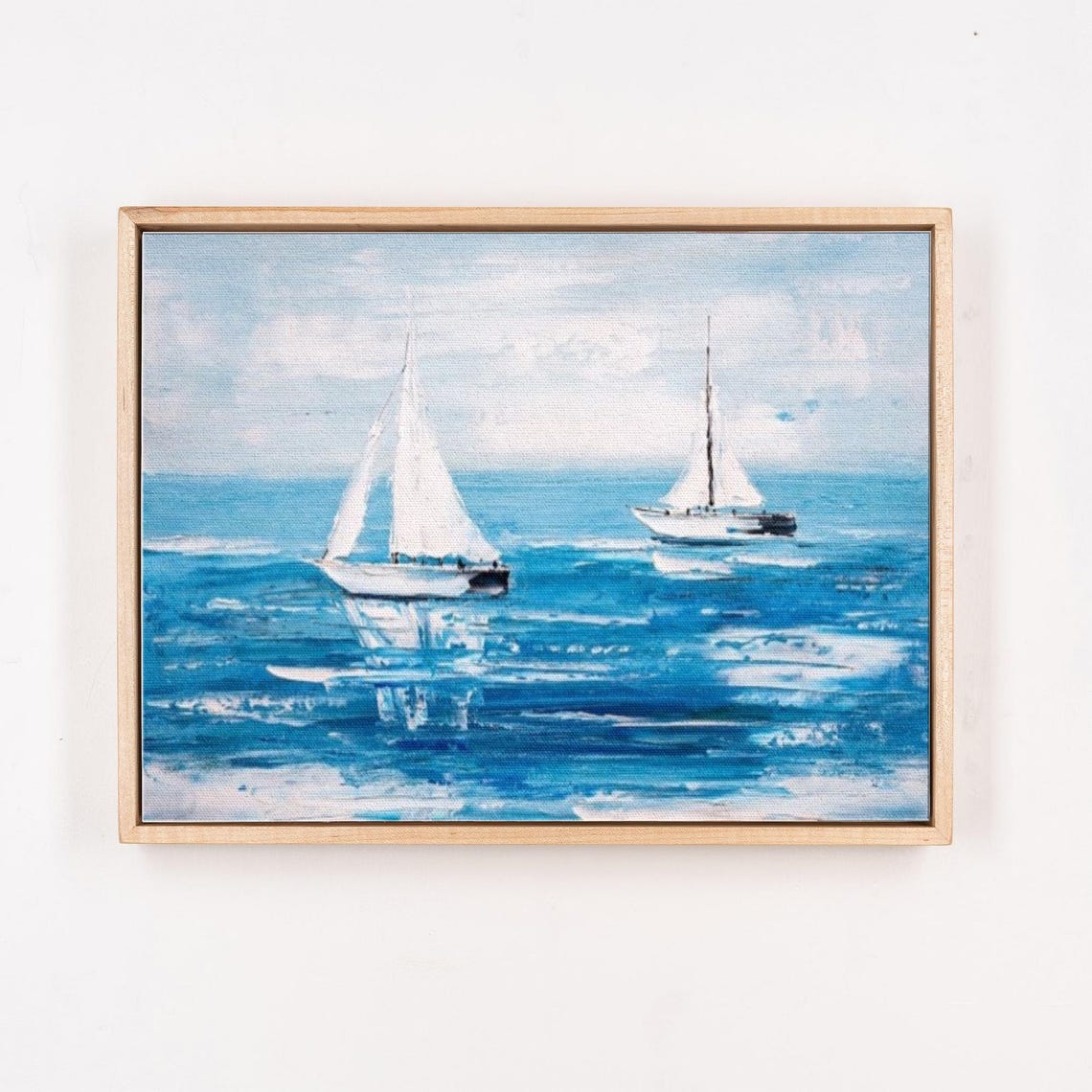 Two White Sailboats On The Blue Sea Impressionist Art Poster - Image 4