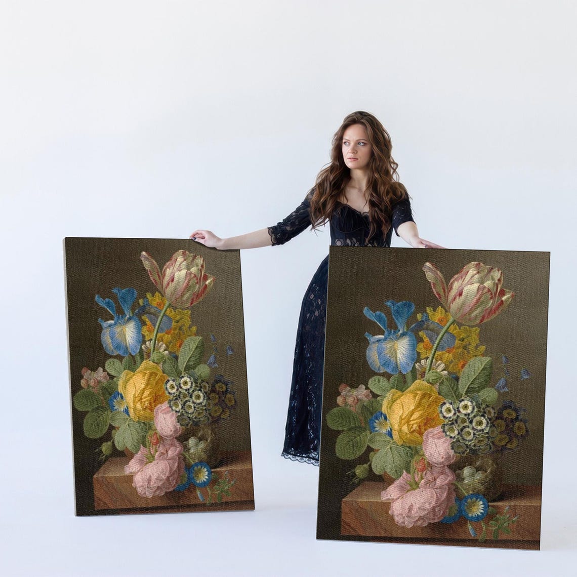 Dutch Master Style Flower Bouquet Still Life Dark Background Poster - Image 5