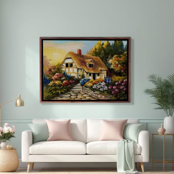 Garden House In The Forest Oil Painting Decorative Wall Painting Nature Wall Decor Nature Decor Nature Print