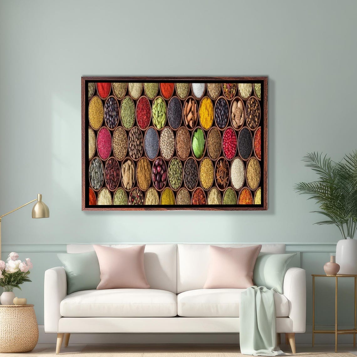 Colorful Spice Bowls Market Display Kitchen Photo Art Poster
